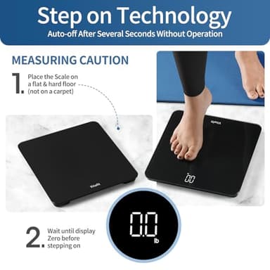 Vitafit Digital Bathroom Scale for Body Weight, Weighing Professional Since 2001, Clear LED Display and Step-On, 3*AAA Batteries Included, 400lb/182kg, Spray Silver Black - Image 6
