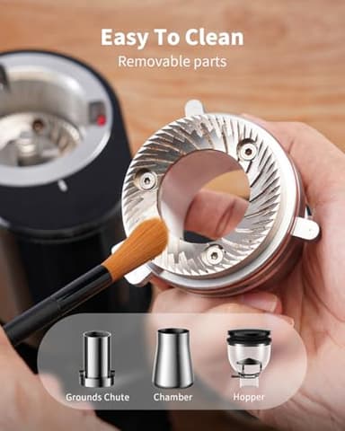 SHARDOR Professional 64mm Burr Coffee Grinder with 100 Grind Settings and All-Metal Chamber, Coffee Bean Grinder with Adjustable Electronic Timer and LED Display, Anti-Static,Black - Image 7