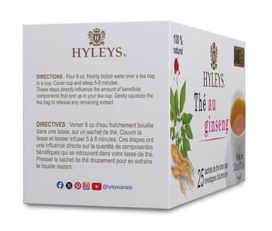 Hyleys Ginseng & Green Tea with Natural Guarana & Orange Flavor - Herbal Energy Tea - 25 Tea Bags - Image 4