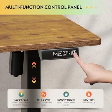 DEVAISE 55 x 28 Inches Electric Standing Desk, Adjustable Height Stand up Desk, 28" Deeper Desktop Sit to Stand Desk with 3 Memory Preset, Adjustable Computer Desk for Home Office (Rustic Brown) - Image 6