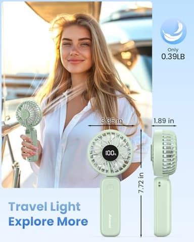 AMACOOL Handheld Fan Foldable, 5000mAh Rechargeable Hand Fans with Powerful Cooling, 4 Speeds, LED Display, Portable Fan for Travel,Concerts,Makeup,Lash,Outdoor Events,Gifts Women - Image 6