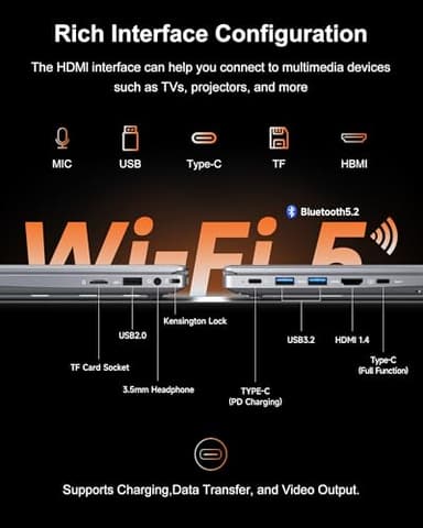 BLUEING 15.6 Inch Laptop-Computer, AMD 3020e(Beat N4020, Up to 2.6GHz), 8GB DDR4 256GB SSD (Exp. Up to 32GB + 2TB),1080P FHD IPS Display, Win11 Laptop, Long Battery, Type-C, Laptops - Image 3