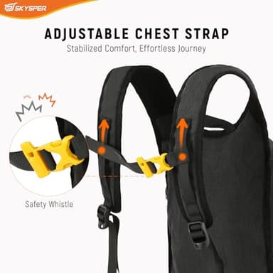 SKYSPER 15L Foldable Hiking Backpack Lightweight Packable Travel Daypack with Chest Strap Small Outdoor Folding Back Pack Collapsible Bag for Women Men (Black) - Image 4