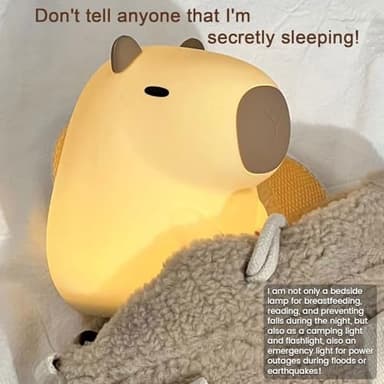YR YRHH-PET Capybara Cute Night Light, Squishy Capybara Lamp Xmas Gifts Toys, Rechargeable LED Dimmable Silicone Nightlight for Kids, Funny Light Up Capibara, Baby Nursery College Dorm Fall Décor - Image 7