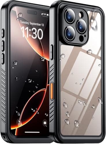 Temdan Compatible with iPhone 16 Pro Max Case Waterproof, Built-in Screen & Camera Protector IP68 Underwater Full Body 16FT Military Dropproof Shockproof Phone Case 6.9"-Black/Clear - Image 1