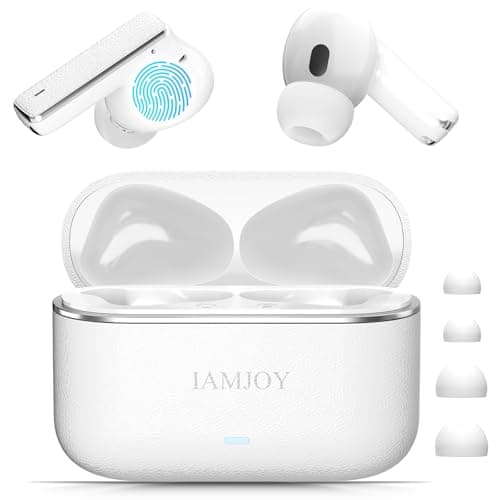 IAMJOY Language Translation Earbuds, 163 Language & Accents Two-Way Translator Device Built-in 6 Mics, 42dB Hybrid Dual Noise Cancelling Earbuds for Travel Business Learning, White - Image 1
