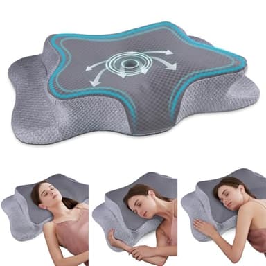 CHxxy Cervical Neck Pillow for Pain Relief Sleeping, Contour Memory Foam Pillows, Ergonomic Side Sleeper Pillows for Adults, Cooling Orthopedic Neck Support Pillow for Back Stomach Sleepers - Image 1