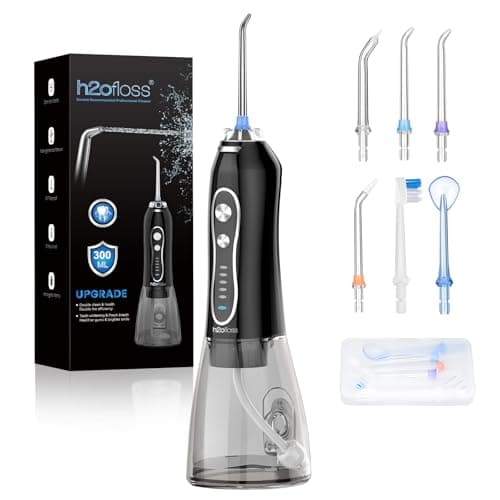 H2ofloss Water Dental Flosser Teeth Pick -Portable Oral Irrigator with 5 Modes, Rechargeable IPX7 Waterproof Orthodontic Teeth Cleaner Pick Cordless for Home Travel-300ml Water Tank - Image 1