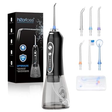 H2ofloss Water Dental Flosser Teeth Pick -Portable Oral Irrigator with 5 Modes, Rechargeable IPX7 Waterproof Orthodontic Teeth Cleaner Pick Cordless for Home Travel-300ml Water Tank - Image 1