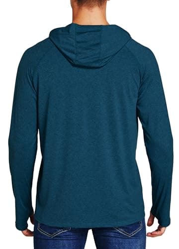 Willit Men's Sun Shirts UPF 50+ Rash Guard Long Sleeve Sun Protection Hoodie SPF UV Fishing Lightweight Athletic Running Heather Navy XXXL - Image 2