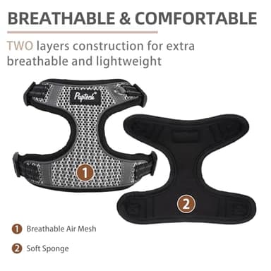 PUPTECK Dog Harness and Leash Set Small Sized, Step in No Pull Adjustable Puppy Cat Harness Reflective Pet Vest - Image 2
