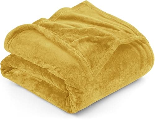 Utopia Bedding Fleece Blanket Queen Size Gold 300GSM Luxury Fuzzy Soft Anti-Static Microfiber Bed Blanket (90x90 Inch) - Image 1