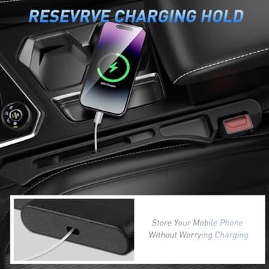 Car Seat Gap Filler 2Pack, Inserts Between Seats Console with Organizer Storage Upgraded Phone Holder Car Side Seat Gap Fillers Cars Front Seats Fill Plug Car Essentials for Vehicle SUV Truck (Black) - Image 4