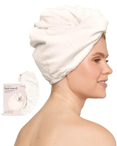 Kitsch Microfiber Hair Towel Wrap for Women - Microfiber Towel, Super Absorbent, Quick Dry, Anti-Frizz - for Long and Short Hairs, Turbans for Women, Hair Wrap - White Ivory - Image 9