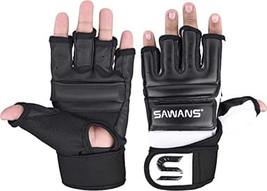 SAWANS Punch Bag Boxing Gloves Karate Mitts MMA Body Combat Taekwondo Training Martial Art Fighting Grappling Muay Thai (L, Black) - Image 6