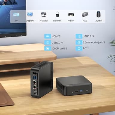 OUMAX Mini PC,Twin Lake N150(Turbo 3.6Hz) 16GB DDR4 500GB M.2 SSD Dual LAN, Desktop Mini Computer 4K Dual HDMI Display, Wifi5, BT5.0, Built-in 45W Power Supply - Image 9