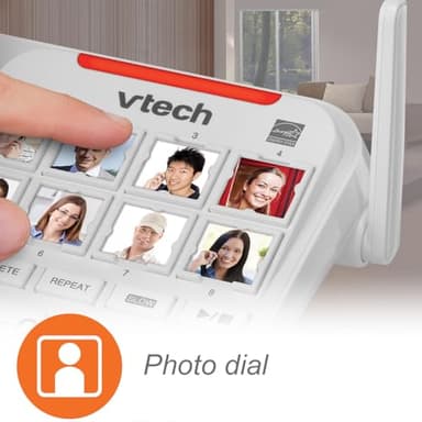 VTech SN5147 Amplified Corded/Cordless Senior Phone with Answering Machine, Call Blocking, 90dB Extra-Loud Visual Ringer, One-Touch Audio Assist on Handset up to 50dB, White - Image 4