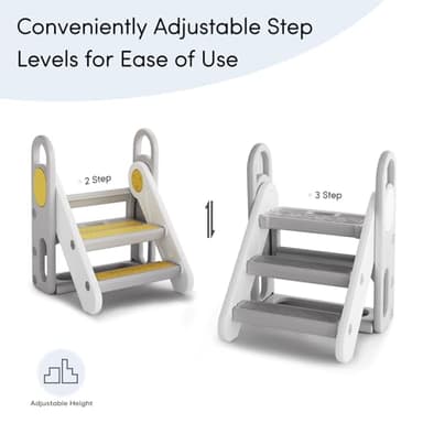 Mloong Kids Step Stool Foldable for Bathroom Sink, Easy Folding Non-Slip Bathroom Stool Toilet Potty Training, Adjustable Toddler Ladder Kitchen Counter Helper - Image 6