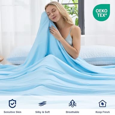 QUTOOL® Cooling Blankets for Hot Sleepers Summer Comforter for Night Sweats King Size, Double-Sided Cold Blanket Q-Max>0.4 Tech, All-Season Bedding Lightweight Breathable Comforter Blue 104"x90" - Image 6