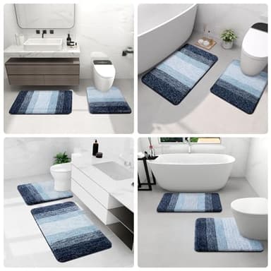 Arotive Microfiber Bathroom Rugs, Shaggy Soft and Absorbent Bath Rug, Non-Slip, Thick Plush Machine Washable Dry Bath Mats for Bathroom, Tub and Shower, 36x24, Dark Blue - Image 9