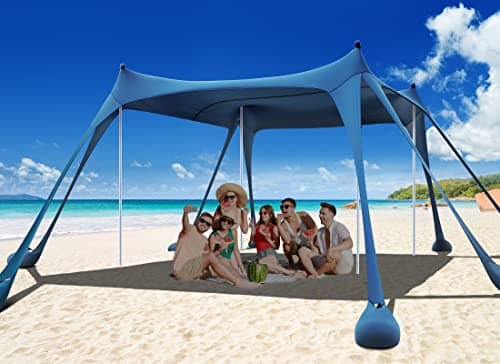 Osoeri Beach Tent, Camping Sun Shelter UPF50+ with 8 Sandbags, Sand Shovels, Ground Pegs & Stability Poles, Outdoor Shade Beach Canopy for Camping Trips, Fishing, Backyard Fun or Picnics - Image 1