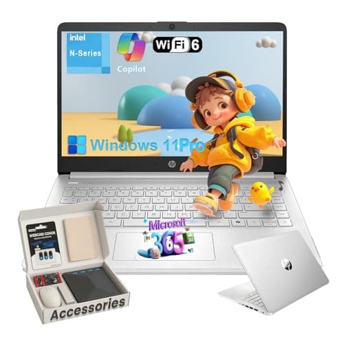 HP Student Business Laptop Computer - w/Microsoft Office Lifetime & External DVD Drive • 16GB RAM • 128GB UFS & 256GB Extend Micro SD • Intel 4-Core Processor • HD Display • Win11 Pro(Silver) - Image 1