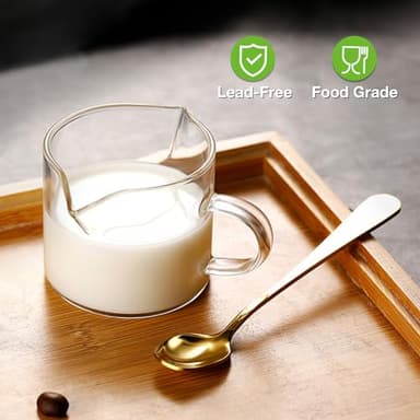 Qipecedm Espresso Cups Set of 2, 4 OZ Double Spouts Cups, Shot Glasses, Milk Cup with Handle, Clear Glass, Espresso Accessories for Machine, Small - Image 5