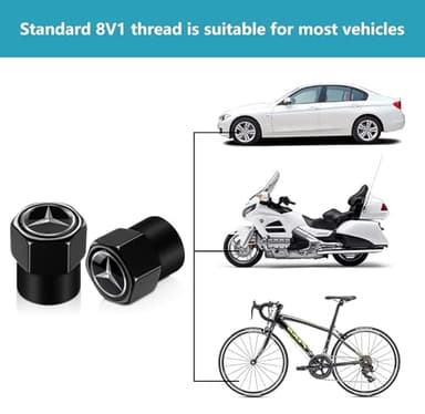 Tire Valve Stem Caps for Mercedes Benz Tire Valve Caps Car Air Cover Metal Accessories 4 Pcs Black - Image 6