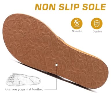 ONCAI Women's Flip Flops with Rhinestone, Arch Support Yoga Mat Comfort Walking Thong Sandal Summer Beach Outdoor Dressy Sandals for Women 2025 Walking Ladies Sandal Rubber Sole Khaki Size 9 - Image 6