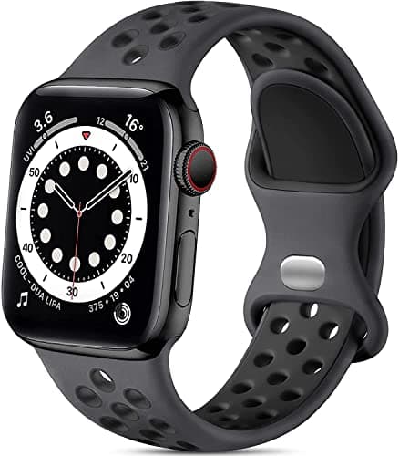 Lerobo Compatible for Apple Watch Band 44mm 45mm Series 10 11 46mm 42mm 49mm Men Women,Soft Silicone Breathable Sport Band Compatible for Apple Watch Ultra SE 3 2 for iWatch Series 9 8 7 6 5 4 3 Black - Image 1