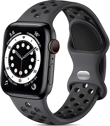 Lerobo Compatible for Apple Watch Band 44mm 45mm Series 10 11 46mm 42mm 49mm Men Women,Soft Silicone Breathable Sport Band Compatible for Apple Watch Ultra SE 3 2 for iWatch Series 9 8 7 6 5 4 3 Black - Image 1