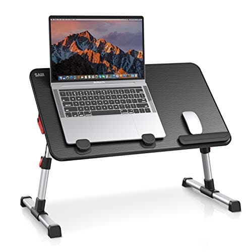 Laptop Desk Table, SAIJI Adjustable Laptop Stand, Portable Lap Desks with Foldable Legs, Notebook Standing Breakfast Tray Reading Desk for Sofa Couch Bed Floor (Black,Medium Size) - Image 1