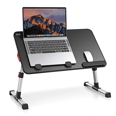 Laptop Desk Table, SAIJI Adjustable Laptop Stand, Portable Lap Desks with Foldable Legs, Notebook Standing Breakfast Tray Reading Desk for Sofa Couch Bed Floor (Black,Medium Size) - Image 1