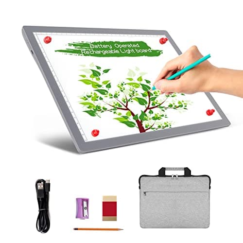 TOHETO Portable A4 Tracing LED Copy Board with Carry Bag, Cordless Battery Powered 5 Levels Brightness Light Box Rechargeable Light Board for Weeding Vinyl X-ray Viewing Diamond Painting (Grey) - Image 1