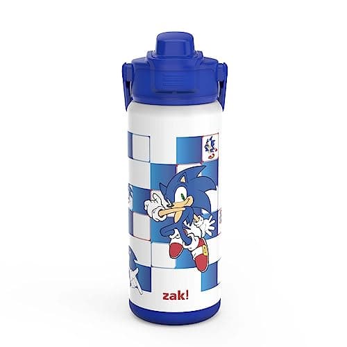zak! Beacon Insulated Bottle, Sonic the Hedgehog - 20 oz - Durable Stainless Steel - Double-Wall Vacuum Insulation, Silicone Spout & Push-Button, Leak-Proof Lid - Dishwasher Safe - Image 1