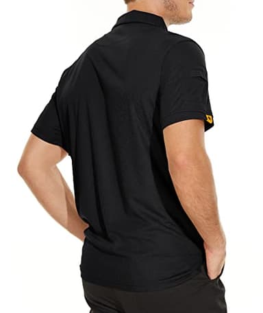 V VALANCH Black Polo Shirts for Men Short Sleeve Moisture Wicking Golf Polo Collared Sport Work Shirts,Black,L - Image 3