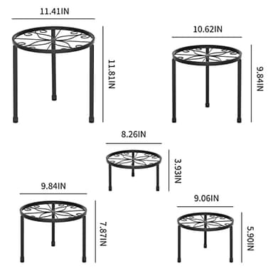Linpla 5-Pack Decent Metal Plant Stands, Heavy Duty Flower Pot Stands for Multiple Plant, Anti-Rust Iron Plant Pot Shelf, Decoration Racks for Home Indoor and Outdoor (5 Pack Black) - Image 7
