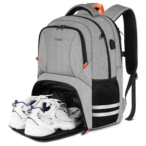 Ytonet Gym Backpack For Men Women, Backpack for Men with Shoe Compartment, Water Resistant Workout Sports Bag with USB Port Fit 15.6 Inch Laptop, Gym, Sports, Camping, Hiking, Grey - Image 1