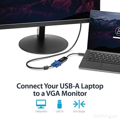 StarTech.com USB 3.0 to VGA Adapter, USB to VGA Monitor Converter for Windows, Slim, TAA (no support for macOS/ChromeOS/Linux) - Image 2
