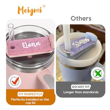 Personalized Stanley Cup Name Plate for Lids, Sparkling Name Tag for Stanley Tumbler 40 30 20 OZ, Custom Name Stanley Cup Accessories, Customize Gilttering Name Tag for Stanley Quencher H2.0 - Image 6