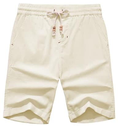 Janmid Men's Linen Shorts Casual Elastic Waist Drawstring Summer Beach Shorts Apricot 2XL - Image 1