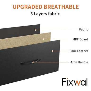 Fixwal Dresser for Bedroom TV Stand for 55 Inch TV with Charging Station and LED Light, Fabric Chest of Drawers, 8 Drawer Kids Dressers for Boys Bedroom, Living Room, Closet (Black) - Image 8