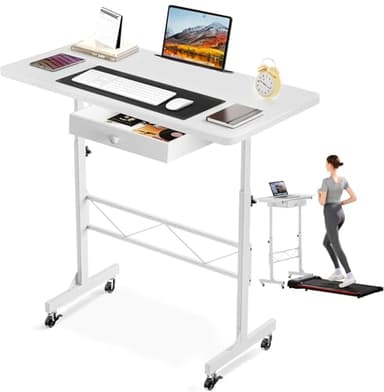 GTRACING Small Standing Desk Adjustable Height Small Computer Desk Mobile Portable Rolling Laptop Table with Wheels 32" Computer Workstation Sit Stand Desks Portable Standing Table Treadmill desks - Image 1