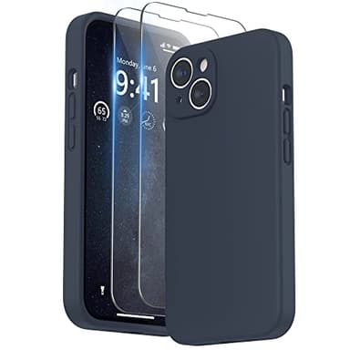 SURPHY Case for iPhone 14 Plus Case with Screen Protector and Camera Protection, Liquid Silicone Phone Case with Soft Microfiber Lining, Midnight Blue - Image 1