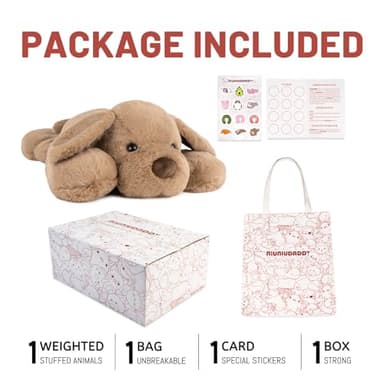 Niuniu Daddy Weighted Dog Stuffed Animals for Anxiety, 3.3lb Weighted Plush Dog Toy Pillowfort for Adults Kids Girls Boys, Large Stuffed Puppy Plush Pillow as Gift for Valentine Include Bag Sticker - Image 5