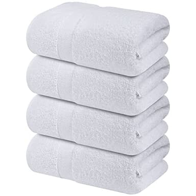 Infinitee Xclusives Luxury 100% Ring-Spun Cotton White Bath Towels Set of 4 (27x54 inches) – Soft, Absorbent & Quick-Drying Towels for Bathroom, Gym, Spa & Hotel Use (Brilliant White, Bath Towels) - Image 7