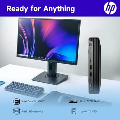HP Elite 600 Mini Business Desktop, 13th Gen Intel 14-Core i5-13500T, 32GB DDR5 RAM, 1TB SSD, RJ-45, Wi-Fi 6, DP Port, HDMI, Win 11 Pro, Black, Bundle with UC310 64GB USB Flash Drive Retail White - Image 3