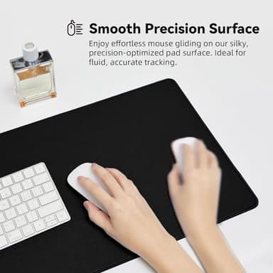 Reniteco Large Gaming Mouse Pad with Durable Stitched Edges, Non-Slip Rubber Base, Big Computer Keyboard Mouse Mat Desk Pad for Home Office Gaming Work, 31.5"x11.8"x0.12", Black - Image 3