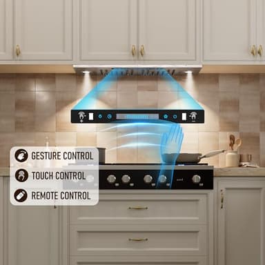 IKTCH 30 inch Built-in/Insert Range Hood 900 CFM, Ducted/Ductless Convertible Duct, Stainless Steel Kitchen Vent Hood with 4 Speed Gesture Sensing&Touch Control Panel(IKB01-30) - Image 3
