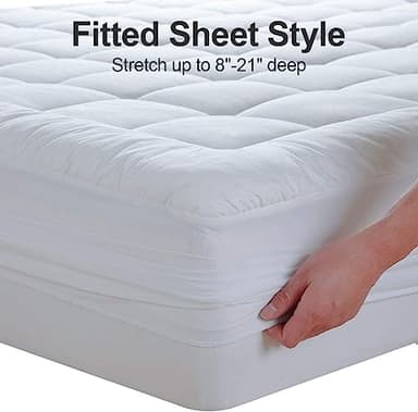 EASELAND Twin XL Mattress Pad Pillow Top Quilted Fitted Mattress Cover/ Protector Extra Long Cotton Top 8-21" Deep Pocket Cooling Mattress Topper (39x80 Inches, White) - Image 6